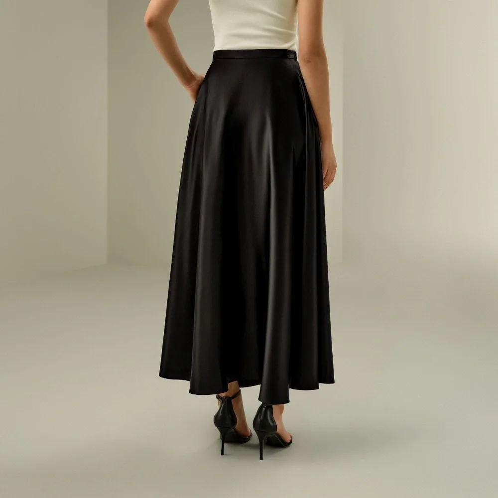 NWT Lilysilk Black A-Line Maxi Skirt w/ Pockets - Size US 6 - Picture 3 of 13